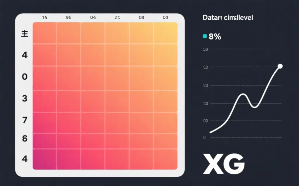 比分概率矩阵可视化示例：横轴客队进球0-4，纵轴主队进球0-4，颜色表示概率